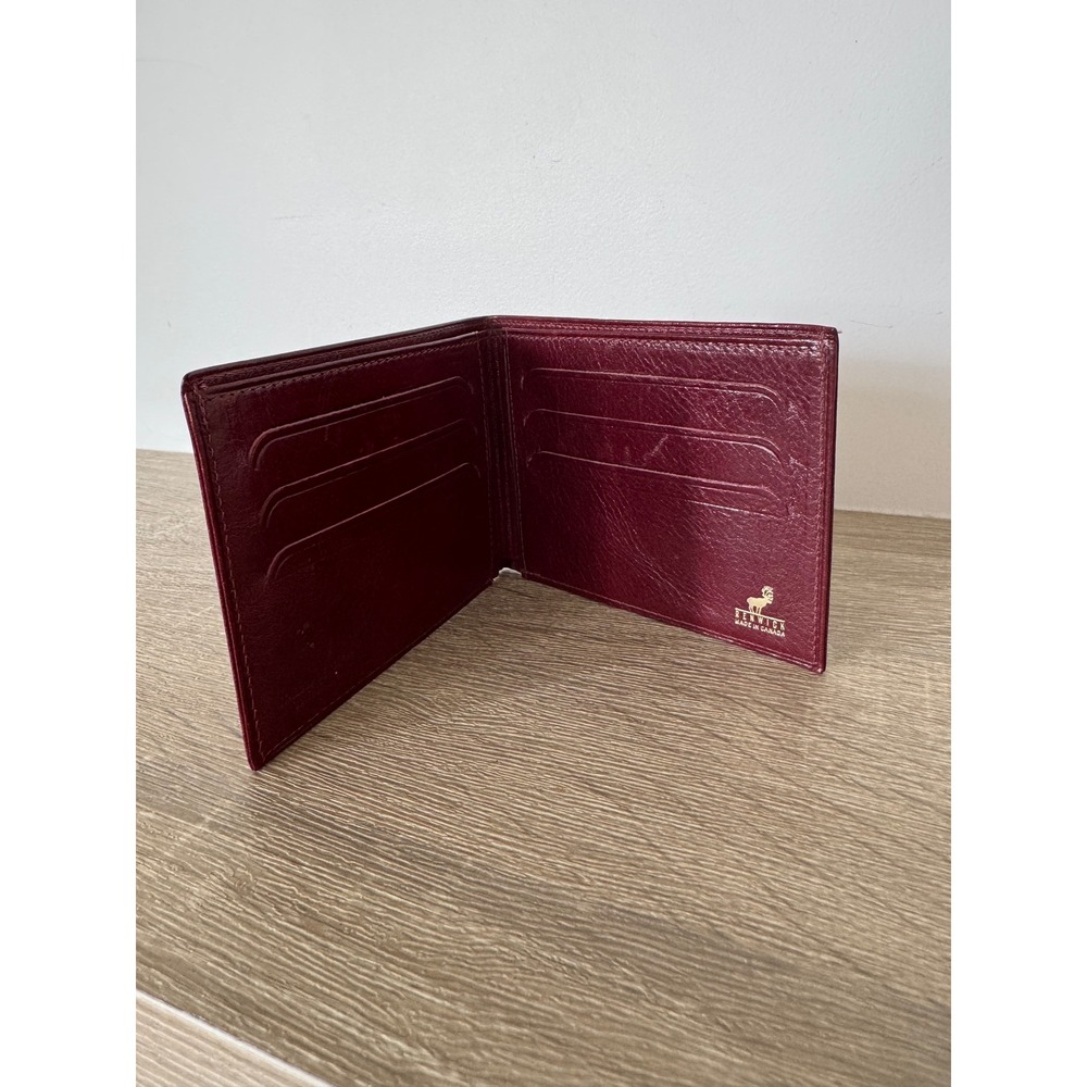 Renwick Mens Burgundy Italian Leather Bifold Wallet Made in Canada